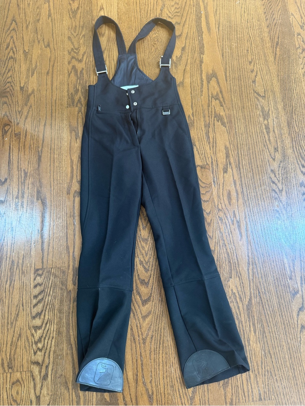 Vintage White Stag Black Bib Snow/Ski Pants with Adjustable Straps